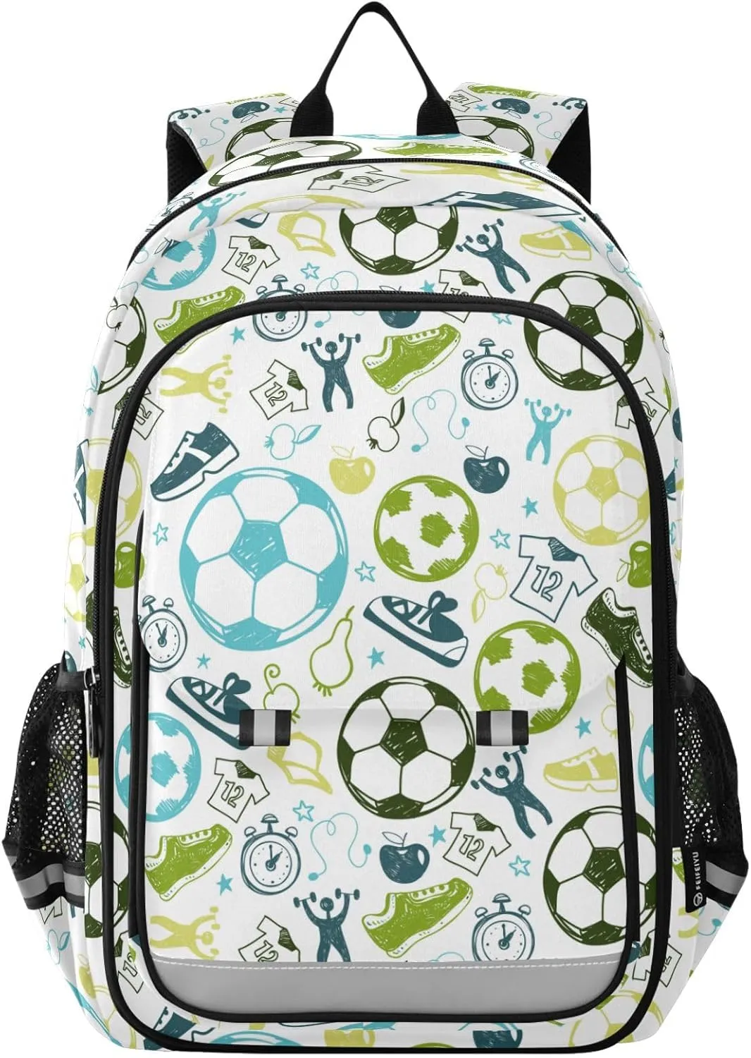 Aslsiy Kids Backpack Sport Soccer Shoes School Backpack for Boys Girls White Book Bags Daycare 17 Inch Laptop Bag
