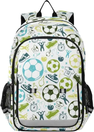 Aslsiy Kids Backpack Sport Soccer Shoes School Backpack for Boys Girls White Book Bags Daycare 17 Inch Laptop Bag