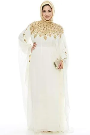Athena Kaftan Women Long Sleeve Chiffon Maxi Dress Formal Gown Evening Dress