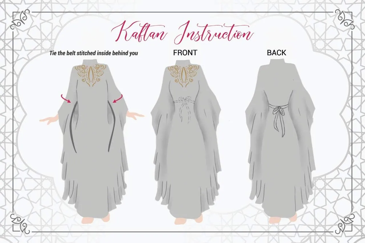 Athena Kaftan Women Long Sleeve Chiffon Maxi Dress Formal Gown Evening Dress