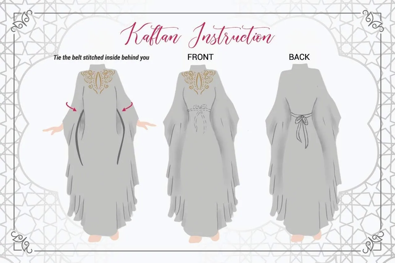 Athena Kaftan Women Long Sleeve Chiffon Maxi Dress Formal Gown Evening Dress