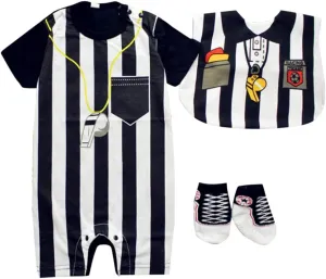 Baby Toddler Referee Romper Bib Socks Shoe Shirt Outfit Set