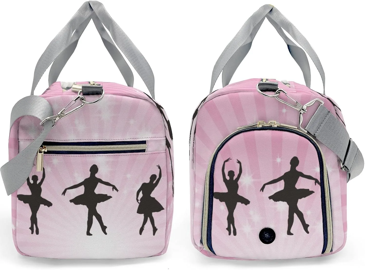 Ballet Girl Glitter Pink Star Personalized Duffel Bag Custom Name Travel Bag Weekend Overnight Bag with Shoe Compartmen for Women Girl Sports Gym Dance Bag Gymnastic Bags