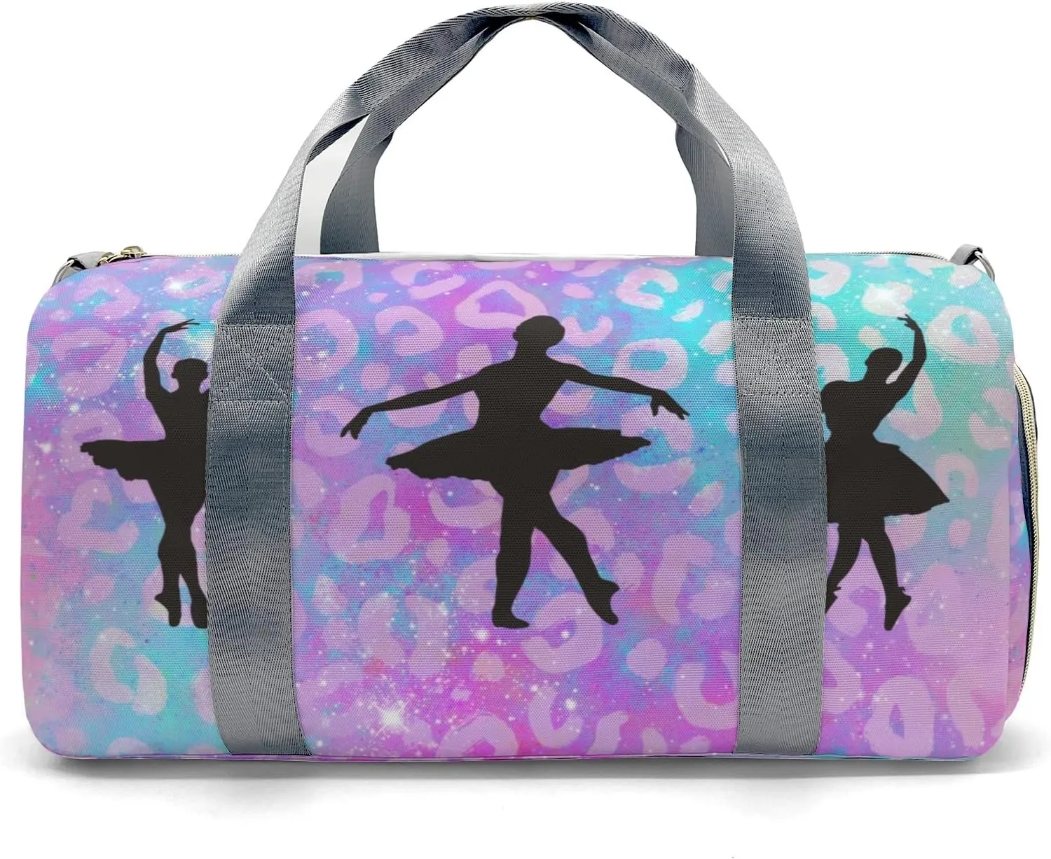 Ballet Girls Leopard Personalized Duffel Bag Custom Name Travel Bag Weekend Overnight Bag with Shoe Compartmen for Women Girl Sports Gym Dance Bag Gymnastic Bags