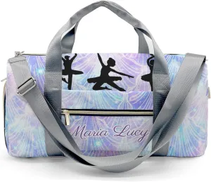 Ballet Girls Mermaid Galaxy Print Personalized Duffel Bag Custom Name Travel Bag Weekend Overnight Bag with Shoe Compartmen for Women Girl Sports Gym Dance Bag Gymnastic Bags