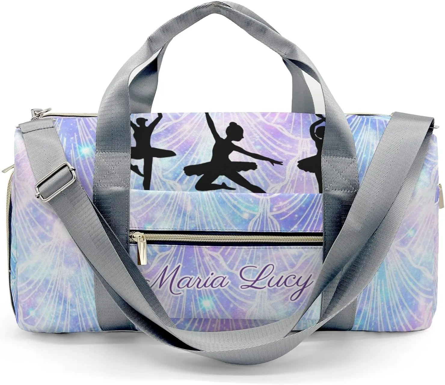 Ballet Girls Mermaid Galaxy Print Personalized Duffel Bag Custom Name Travel Bag Weekend Overnight Bag with Shoe Compartmen for Women Girl Sports Gym Dance Bag Gymnastic Bags