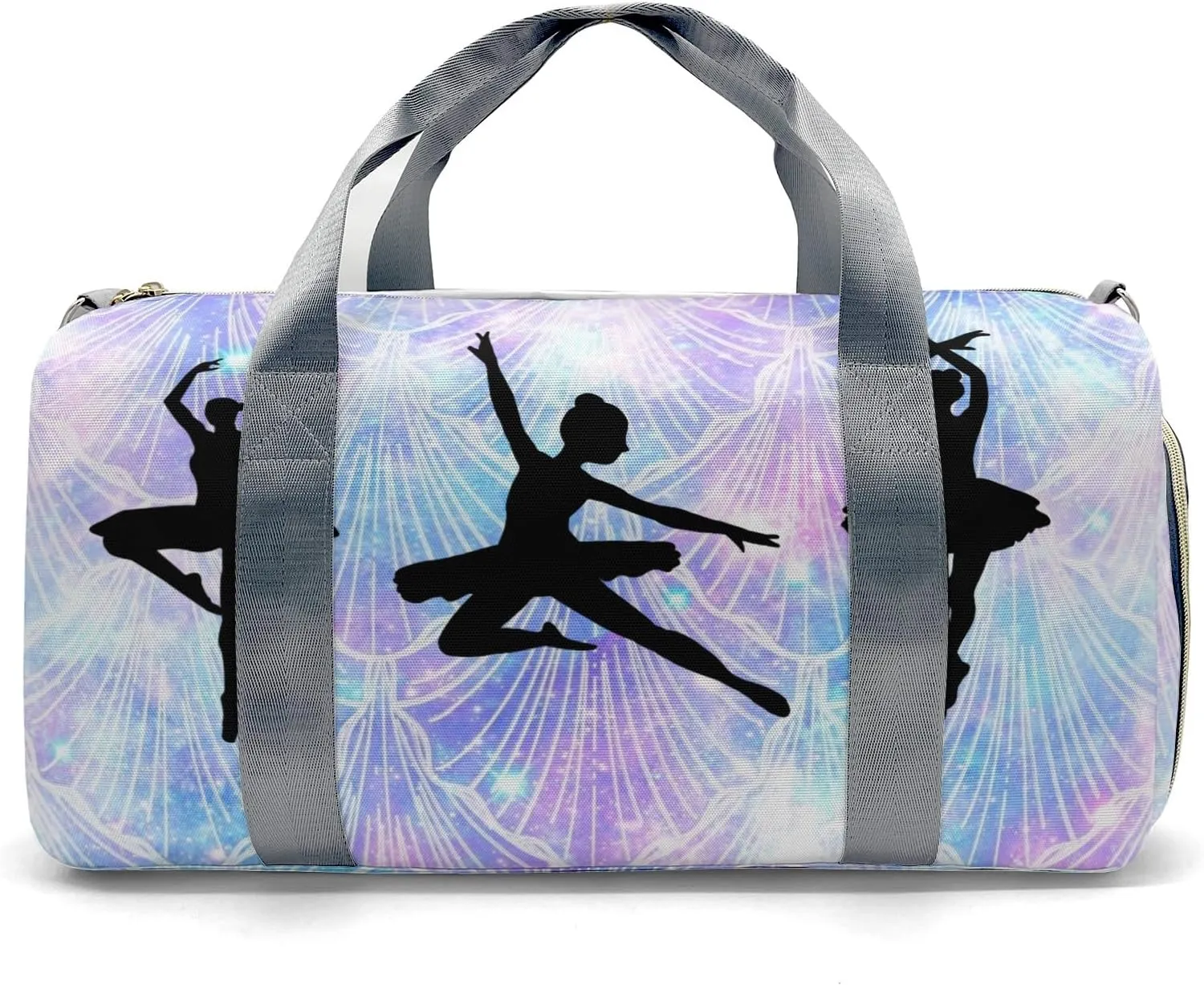 Ballet Girls Mermaid Galaxy Print Personalized Duffel Bag Custom Name Travel Bag Weekend Overnight Bag with Shoe Compartmen for Women Girl Sports Gym Dance Bag Gymnastic Bags