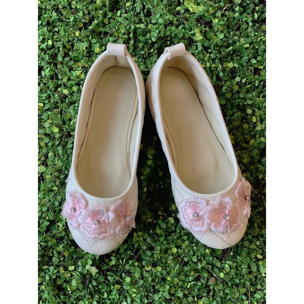 Big Girls Pink 3D Flowers Dress Shoes 11-2