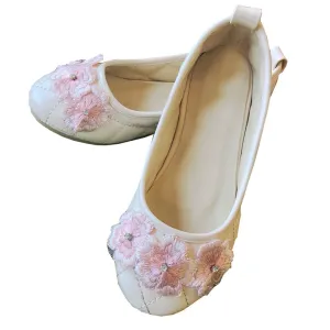 Big Girls Pink 3D Flowers Dress Shoes 11-2