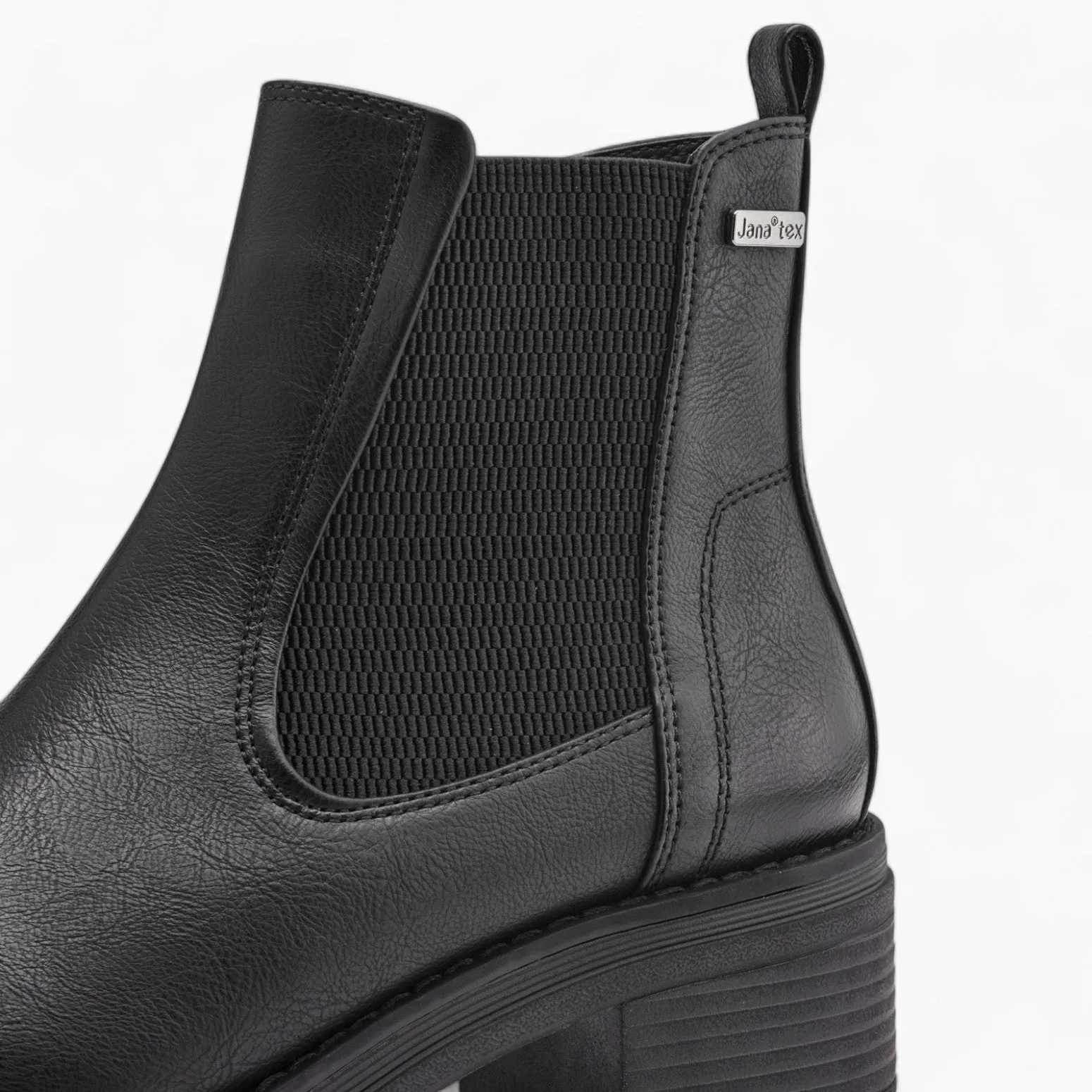 Black Women's Ankle Boots with Chunky Sole and Block Heel