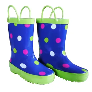 Blue Polka Dots Toddler Girls Rain Boots 5-10