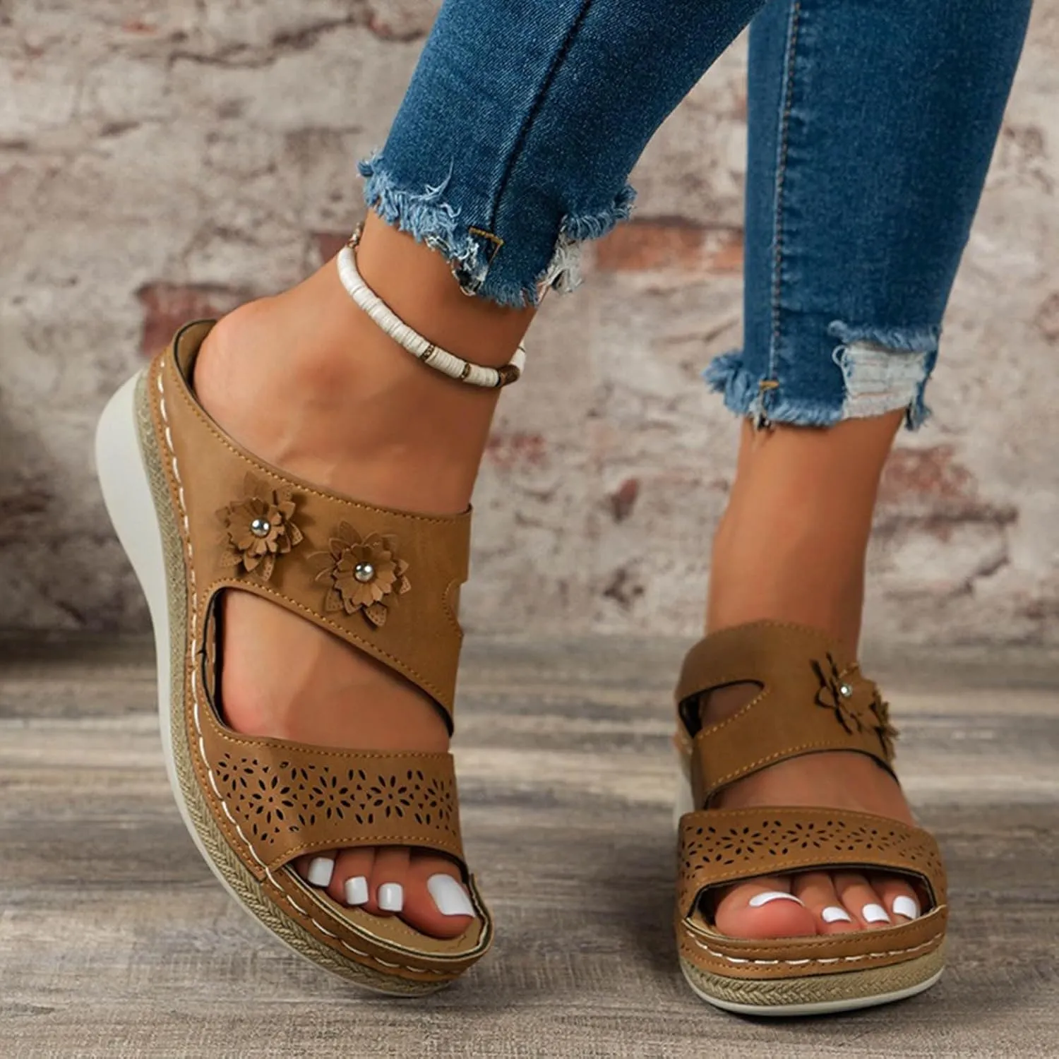 Cathalem Flat Sandals for Women, Orthopedic Sandals for Women Dressy Wide Width Summer Comfortable Walking Sandals