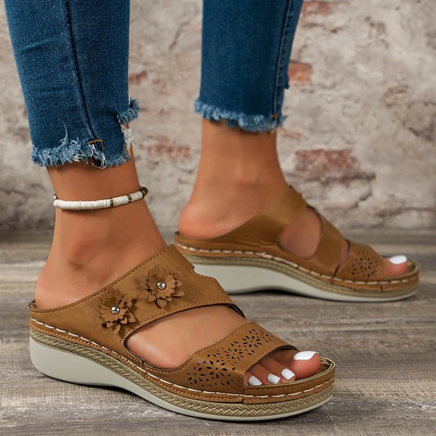 Cathalem Flat Sandals for Women, Orthopedic Sandals for Women Dressy Wide Width Summer Comfortable Walking Sandals