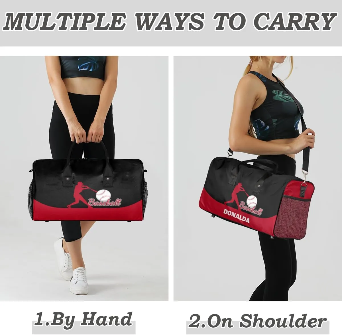 Custom Baseball Mini Duffel Bag for Women Men Foldable Gym Bag Carry on Overnight Weekender Bag for Workout Travel Hospital