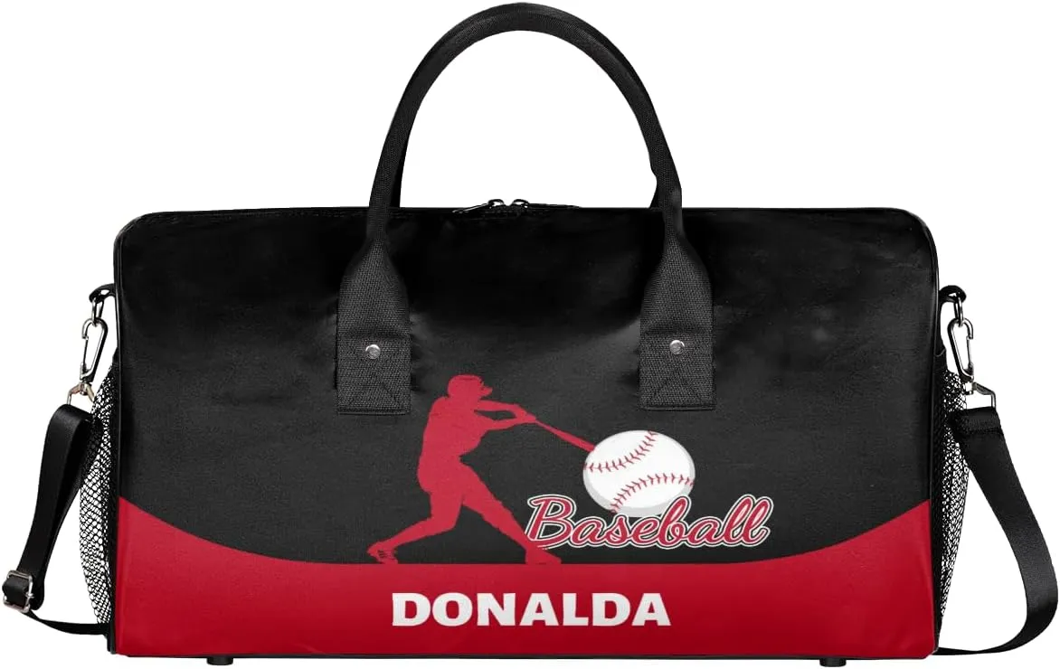 Custom Baseball Mini Duffel Bag for Women Men Foldable Gym Bag Carry on Overnight Weekender Bag for Workout Travel Hospital