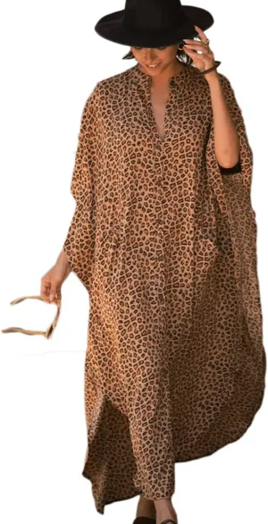 Eddoyee Womens Long Bathing Suit Coverups Loose Plus Size Beach Kaftan Dresses