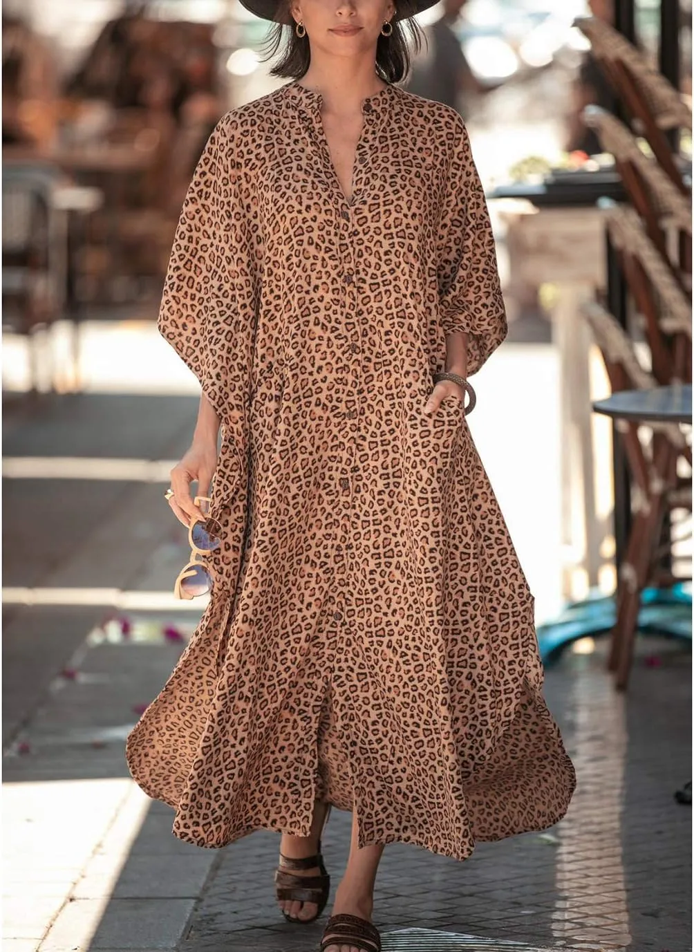 Eddoyee Womens Long Bathing Suit Coverups Loose Plus Size Beach Kaftan Dresses