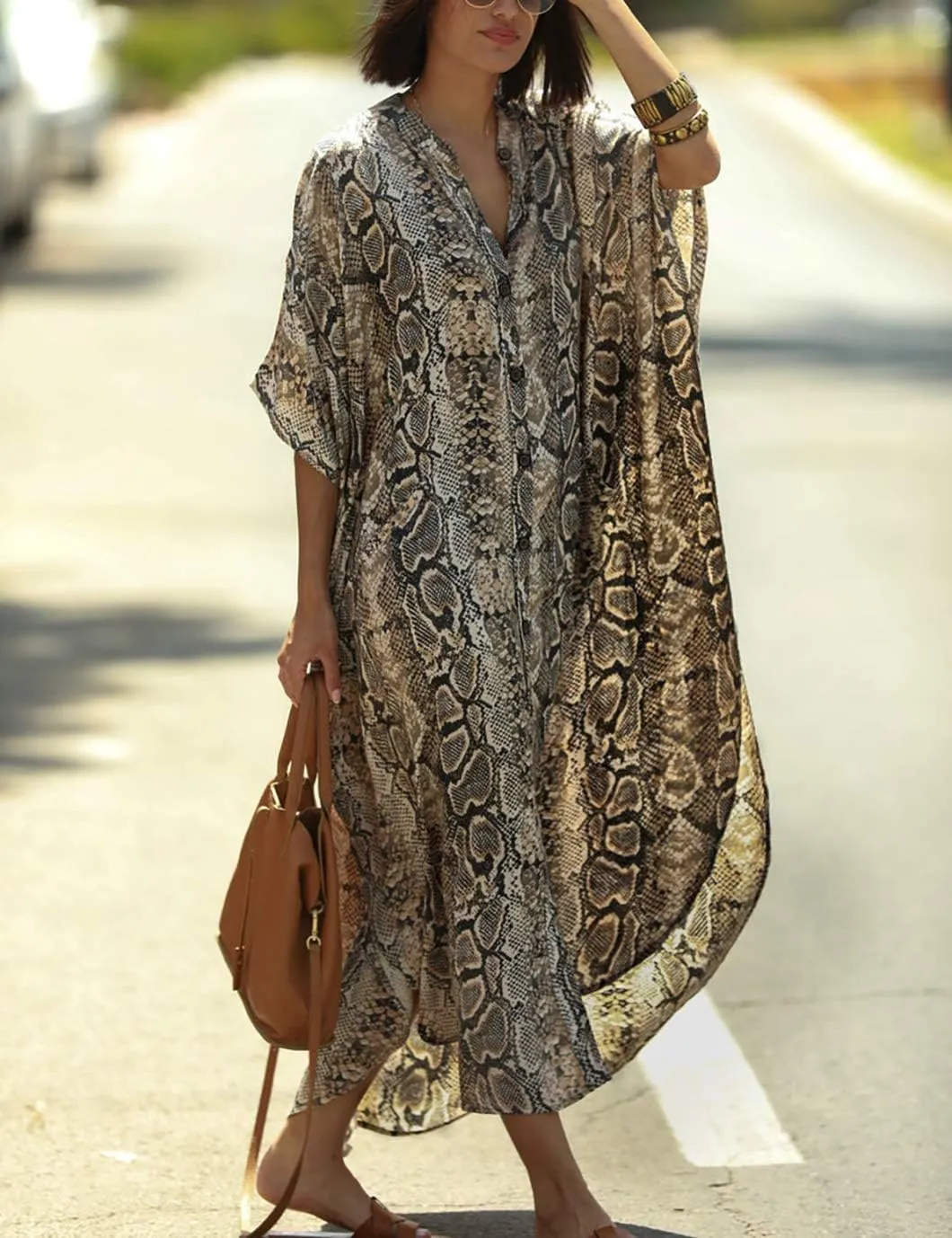 Eddoyee Womens Long Bathing Suit Coverups Loose Plus Size Beach Kaftan Dresses