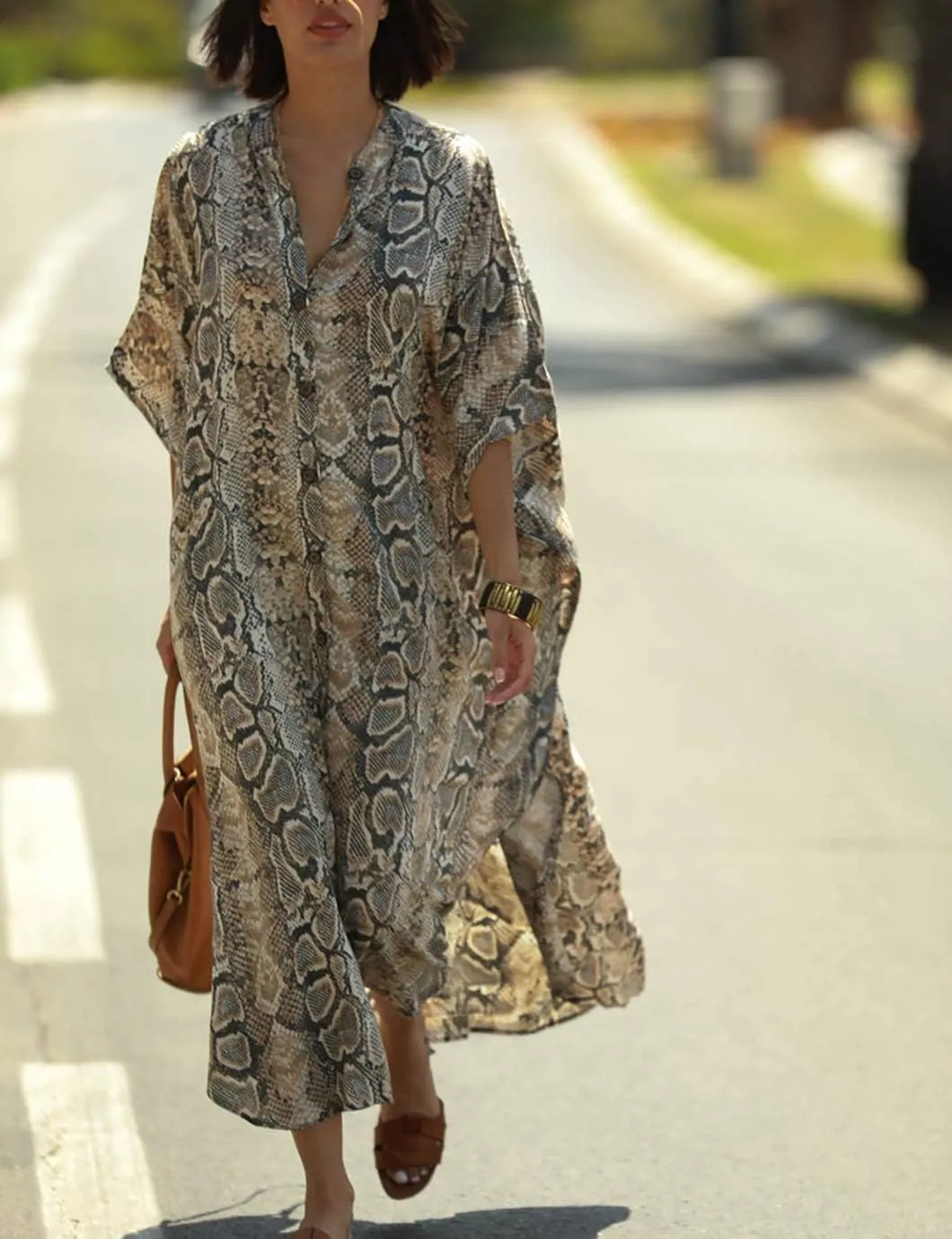 Eddoyee Womens Long Bathing Suit Coverups Loose Plus Size Beach Kaftan Dresses