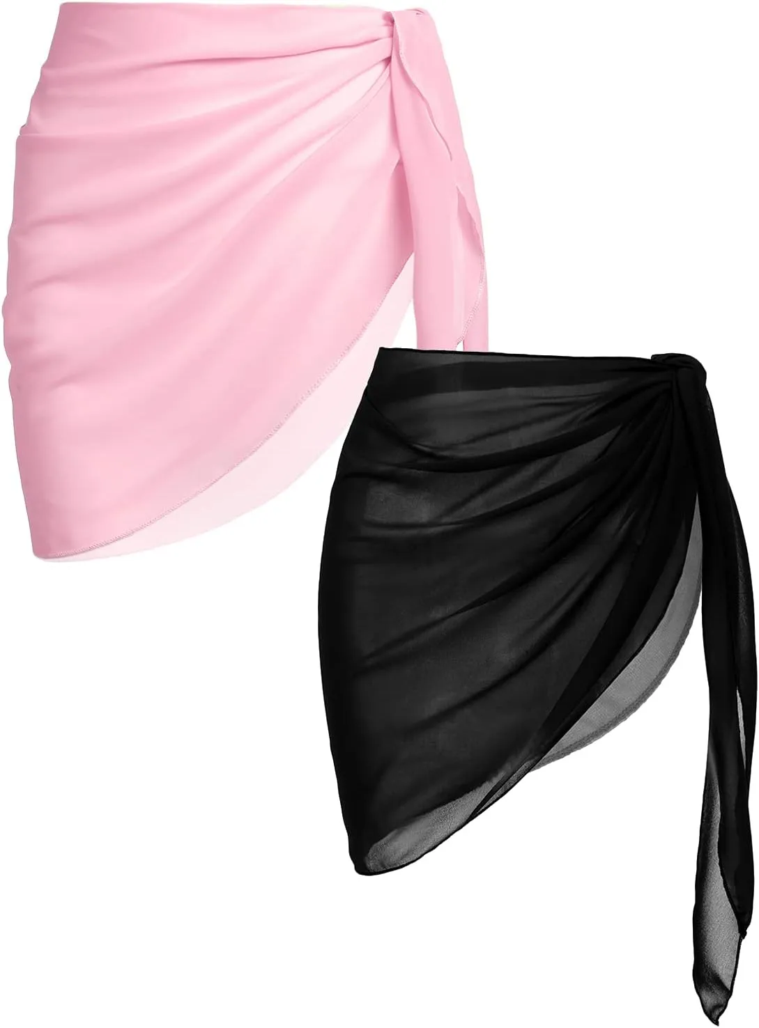 Ekouaer 2 Pieces Women Beach Sarongs Sheer Cover Ups Chiffon Bikini Wrap Skirt for Swimwear S-XXL