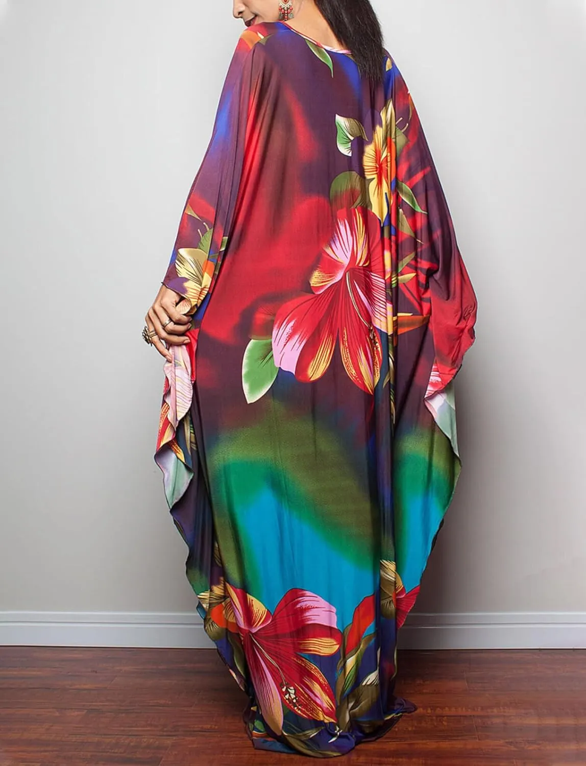 FEOYA Oversized Kaftan Dresses for Women Ethnic Turkish Caftans Dress Beach Bikini Cover Up Gown Lounge Wear Outfits