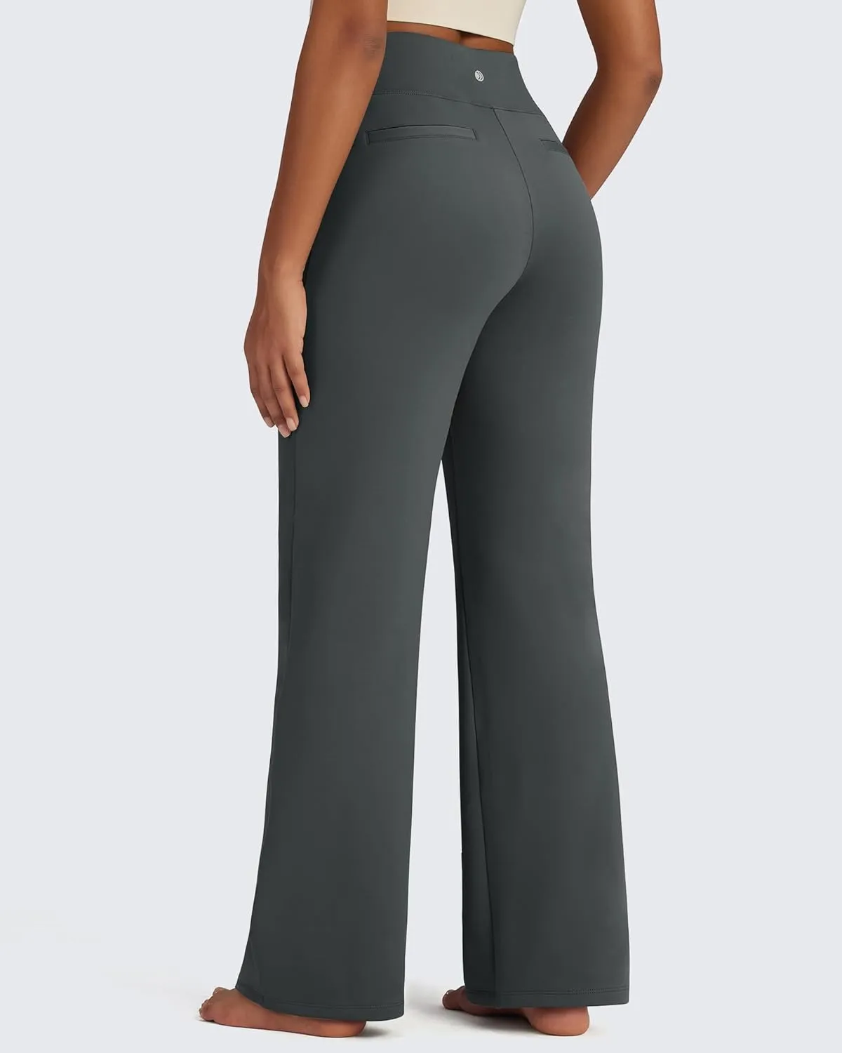 G4Free Fleece Lined Pants Women High Waisted Wide Leg Pants Winter Warm Thermal Sweatpants with Pockets 29"/31"/33"