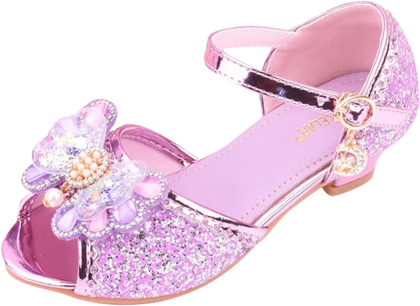 Girls Glitter Sandals High Heels Shiny Princess Dress Shoes with Bow Party Wedding Flower Girl Toddler Boy Dress Shoes