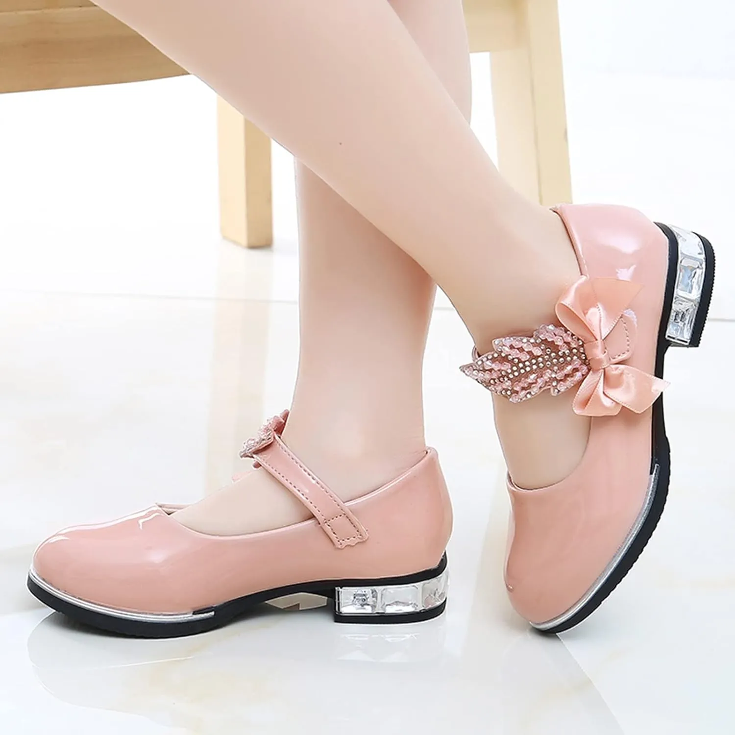 Girls Infant Dress Mary Jane Flat Little/Big Kids Low Heel Princess Hook And Loop Dress Party Wedding Shoes
