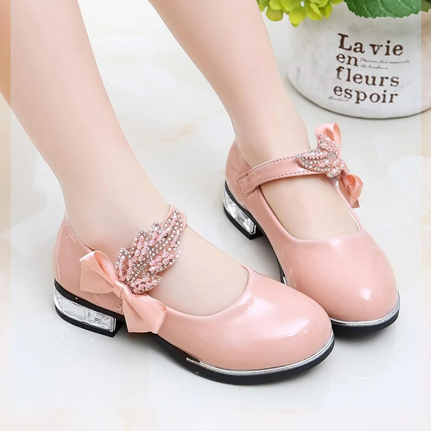 Girls Infant Dress Mary Jane Flat Little/Big Kids Low Heel Princess Hook And Loop Dress Party Wedding Shoes