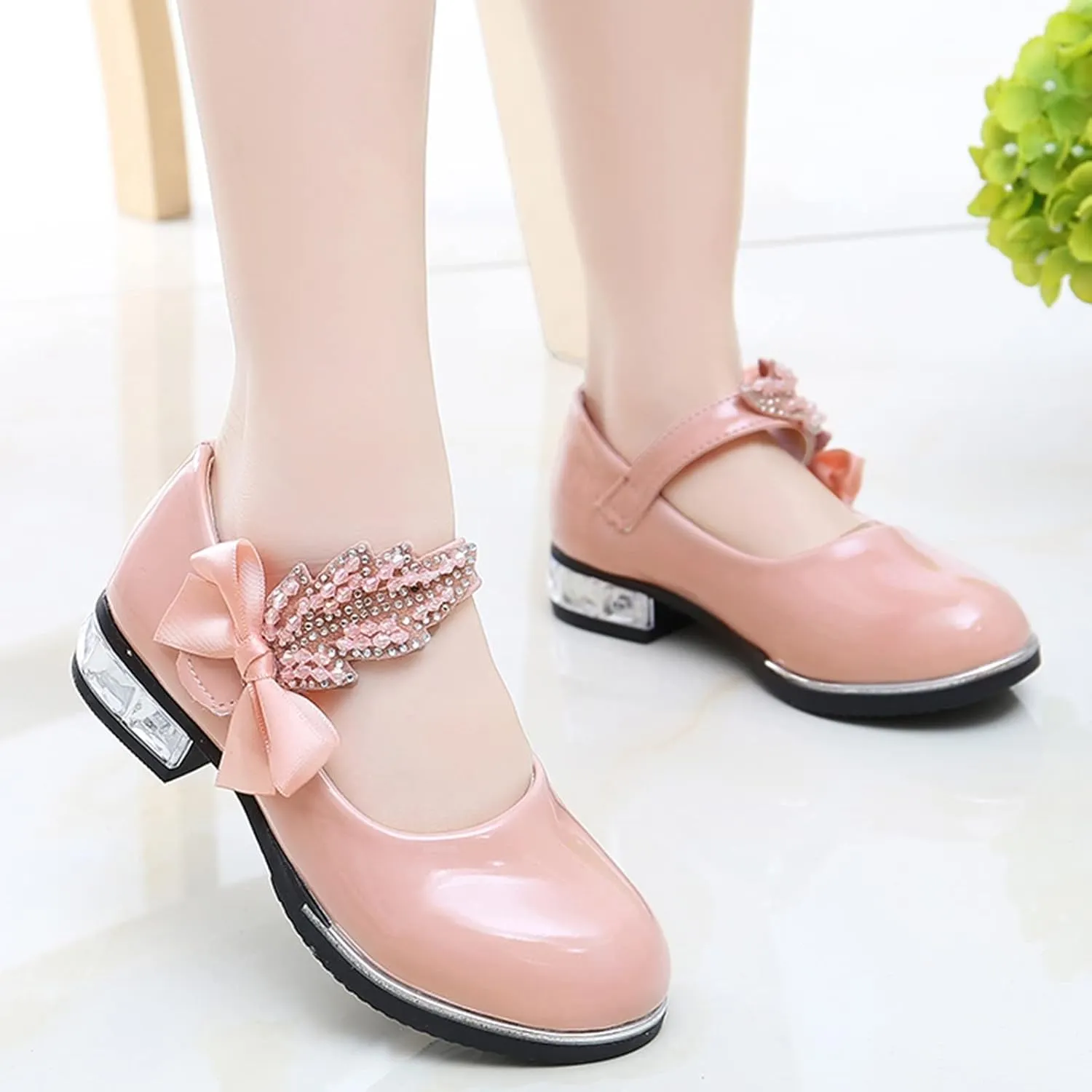 Girls Infant Dress Mary Jane Flat Little/Big Kids Low Heel Princess Hook And Loop Dress Party Wedding Shoes