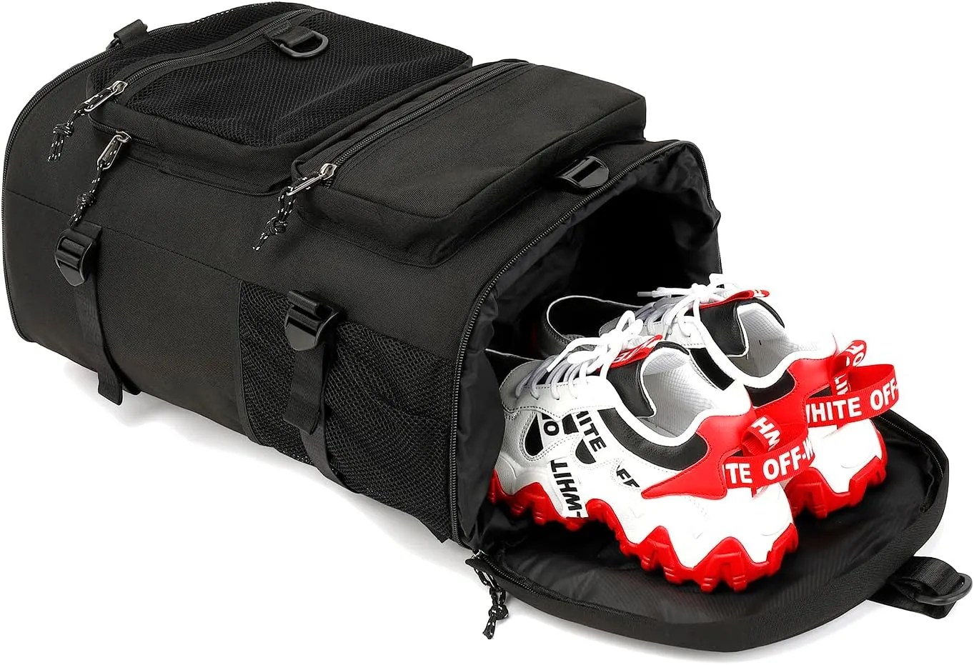 Kalesi Gym Duffle Bag Backpack 4-Way Waterproof with Shoes Compartment for travel Sport Hiking laptop (Black)