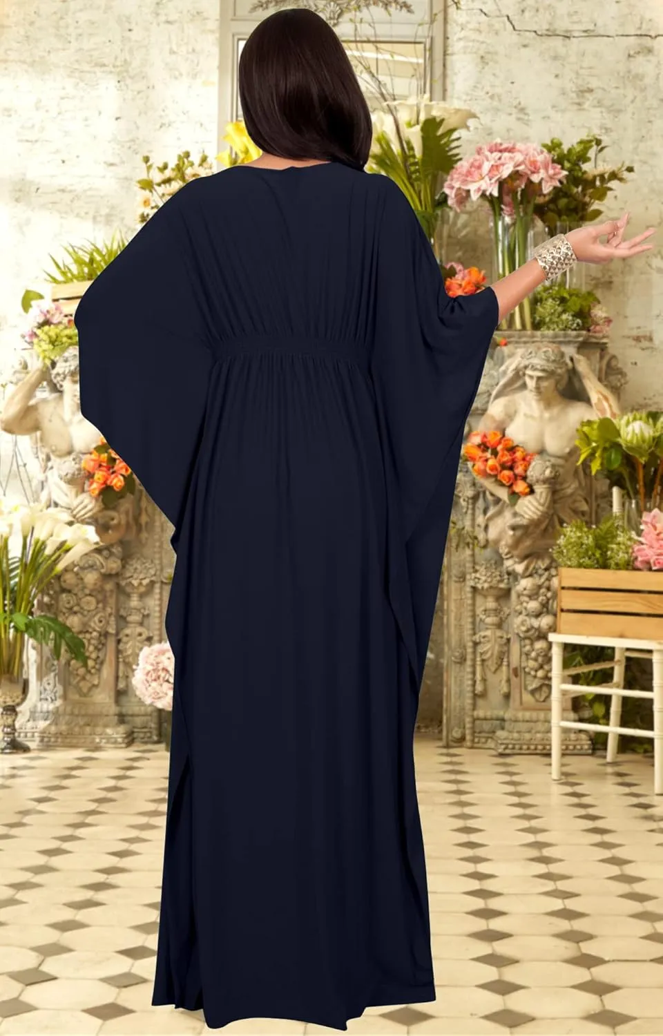 KOH KOH Womens Long Kaftan Flowy Casual Abaya Summer Evening Gown Maxi Dress