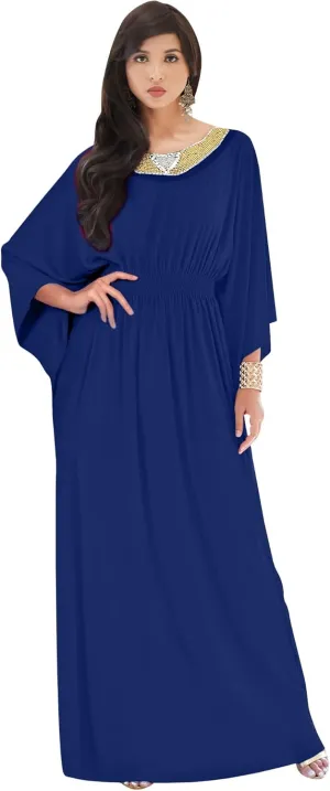 KOH KOH Womens Long Kaftan Flowy Casual Abaya Summer Evening Gown Maxi Dress