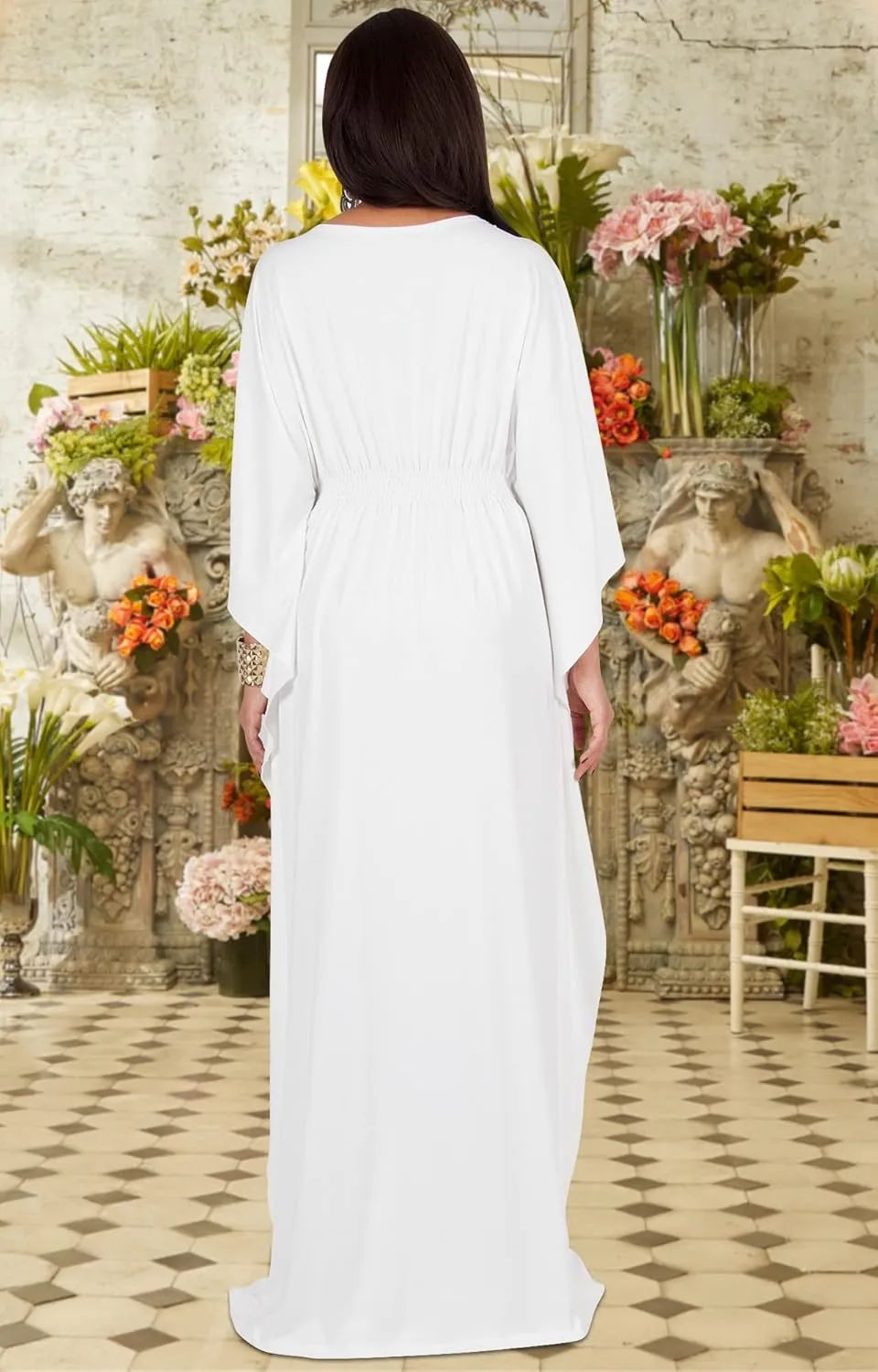 KOH KOH Womens Long Kaftan Flowy Casual Abaya Summer Evening Gown Maxi Dress