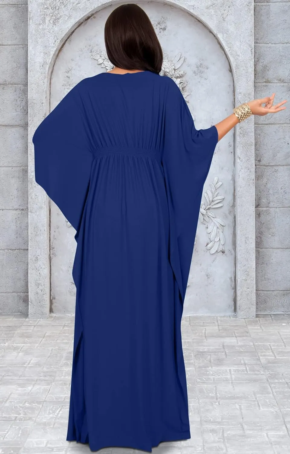 KOH KOH Womens Long Kaftan Flowy Casual Abaya Summer Evening Gown Maxi Dress