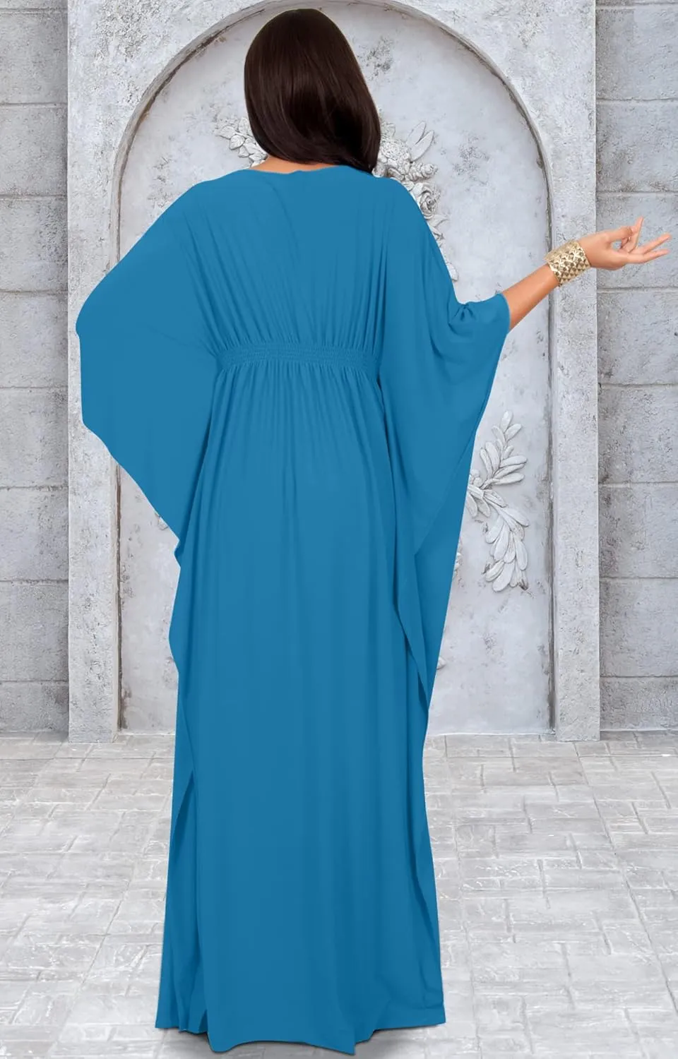 KOH KOH Womens Long Kaftan Flowy Casual Abaya Summer Evening Gown Maxi Dress
