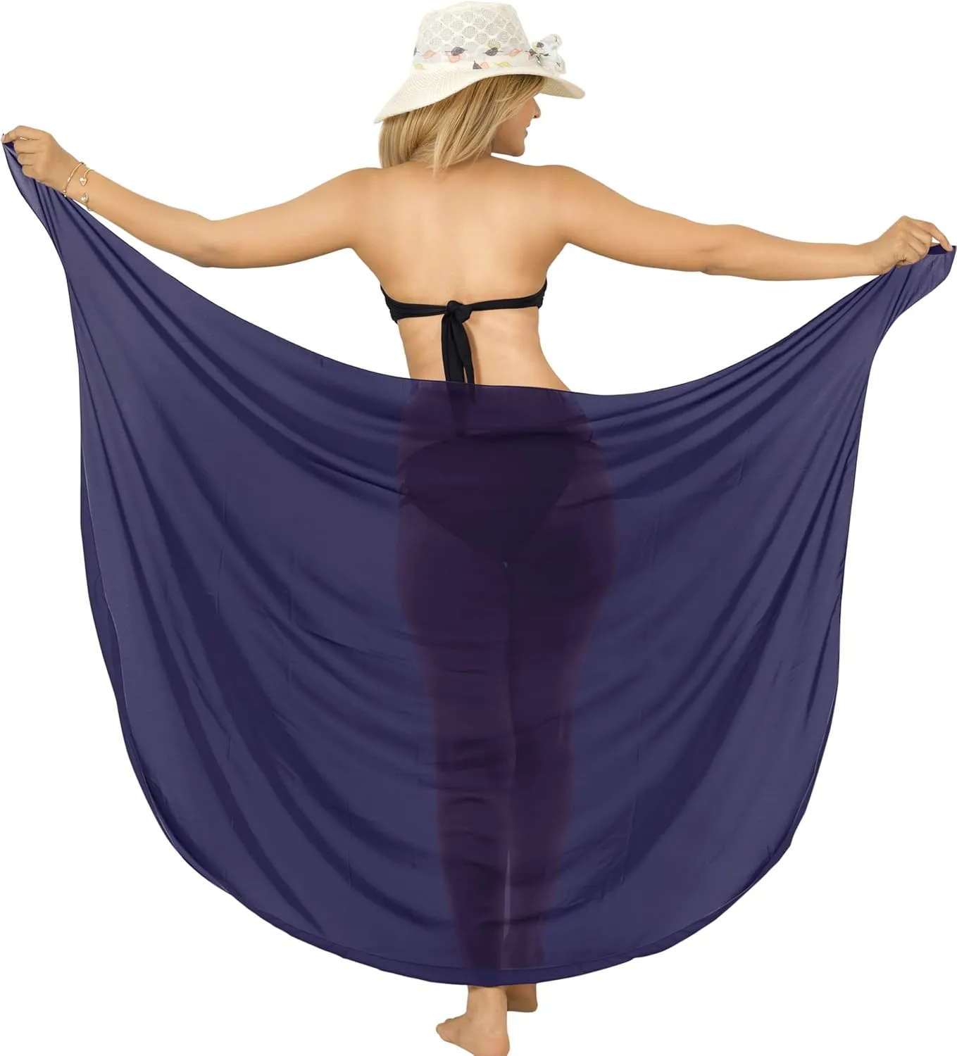 LA LEELA Women Beachwear Summer Long Chiffon Beach Sarong Coverups Swimsuit Bikini Sheer Wraps Bathing Suit Cover up