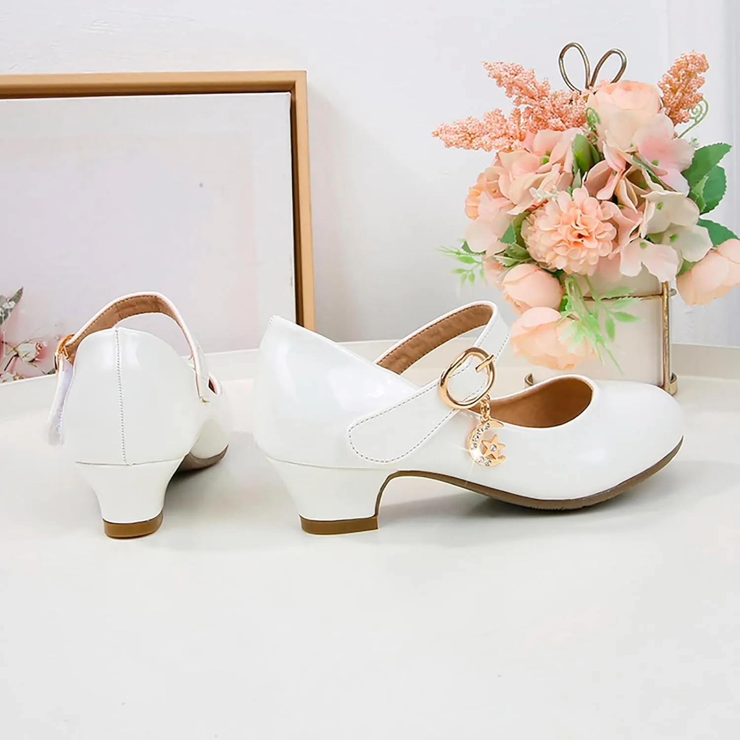 Mary Jane Shoes for Girls Low Heel Dress Shoes Flower Girl School Shoes Patent Leather Dress Shoes for Toddler Girls
