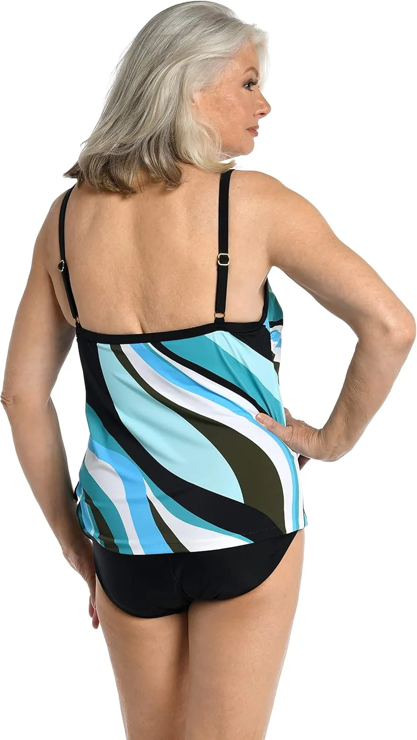 Maxine Of Hollywood Women's One Piece Bathing Suit Scoop Neck Faux Side Tie Swimsuit