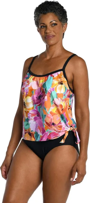 Maxine Of Hollywood Women's One Piece Bathing Suit Scoop Neck Faux Side Tie Swimsuit