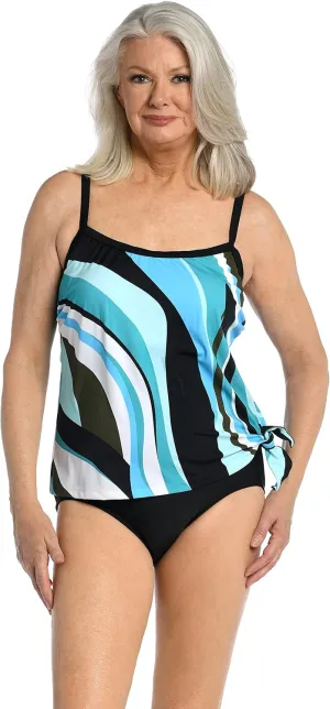 Maxine Of Hollywood Women's One Piece Bathing Suit Scoop Neck Faux Side Tie Swimsuit