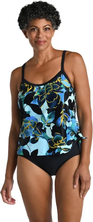 Maxine Of Hollywood Women's One Piece Bathing Suit Scoop Neck Faux Side Tie Swimsuit