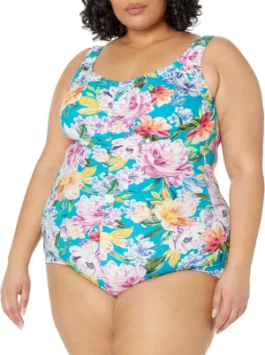 Maxine of Hollywood Women's Shirred Front Girl Leg One Piece Swimsuit