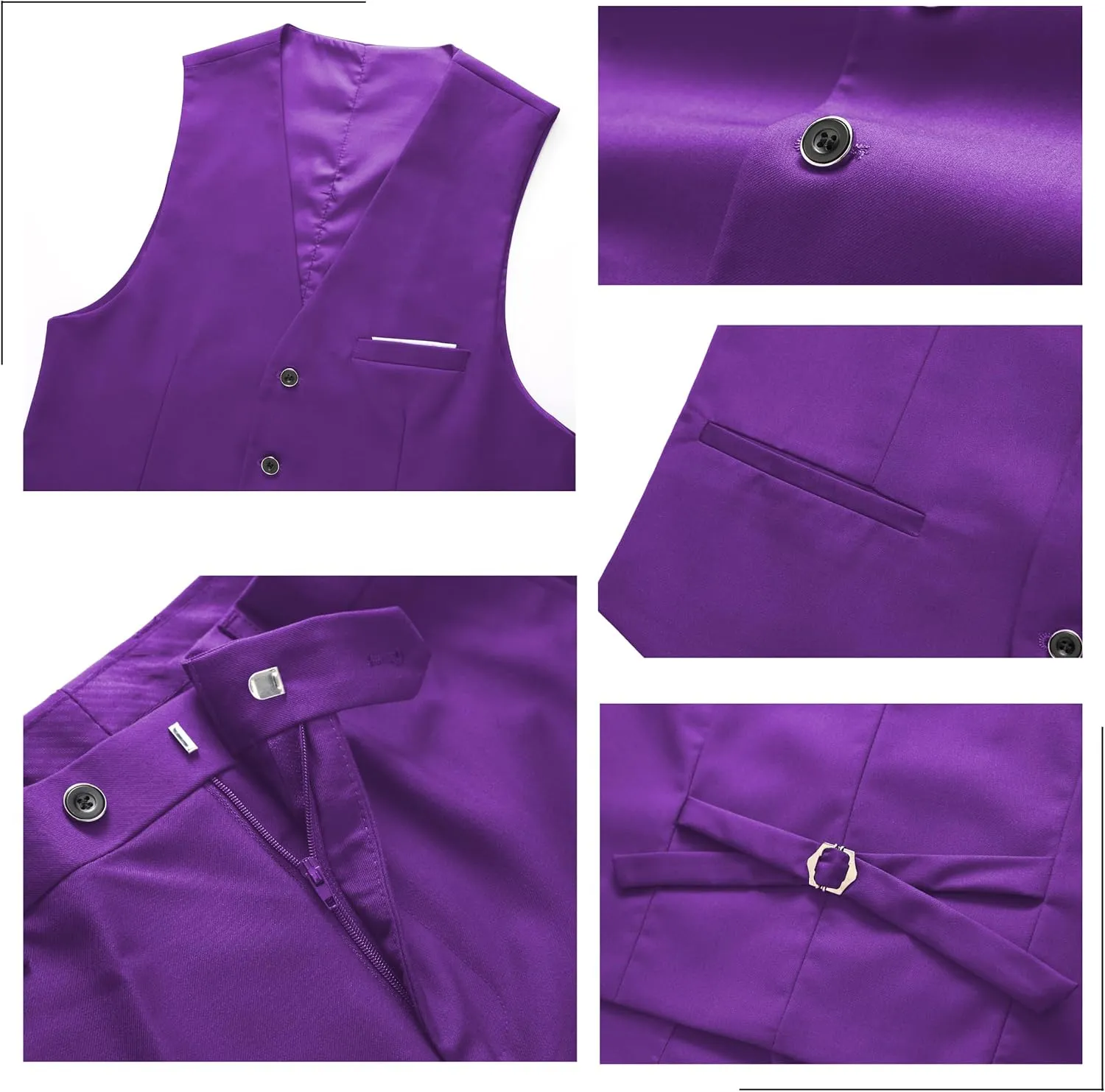 Mens 3-Piece Slim Fit Suit Set - One-Button Tuxedo, Ideal for Weddings and Business, Includes Jacket, Vest, Pants, Tie