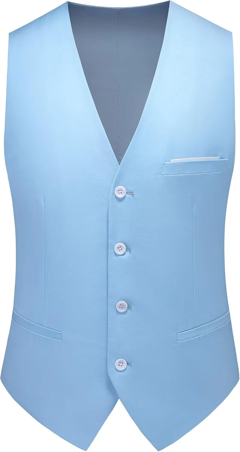Mens 3-Piece Slim Fit Suit Set - One-Button Tuxedo, Ideal for Weddings and Business, Includes Jacket, Vest, Pants, Tie
