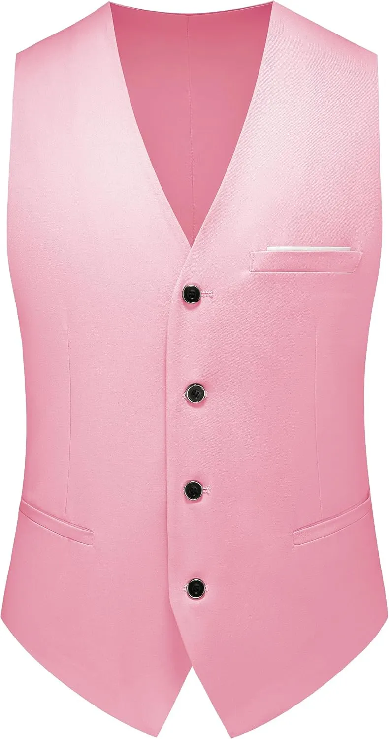 Mens 3-Piece Slim Fit Suit Set - One-Button Tuxedo, Ideal for Weddings and Business, Includes Jacket, Vest, Pants, Tie