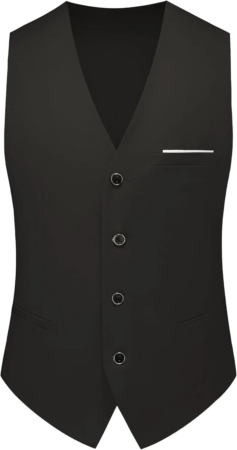 Mens 3-Piece Slim Fit Suit Set - One-Button Tuxedo, Ideal for Weddings and Business, Includes Jacket, Vest, Pants, Tie