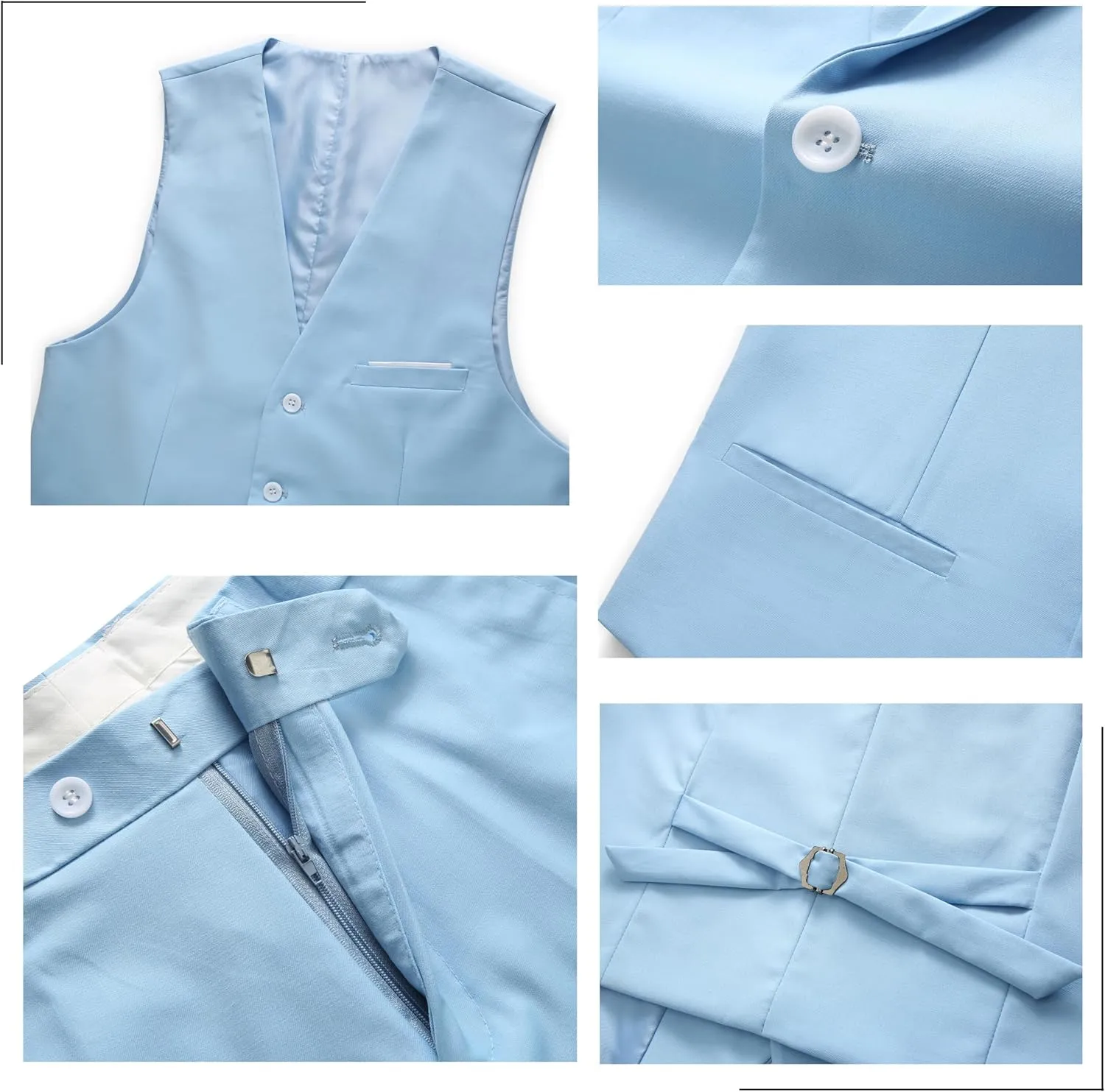 Mens 3-Piece Slim Fit Suit Set - One-Button Tuxedo, Ideal for Weddings and Business, Includes Jacket, Vest, Pants, Tie