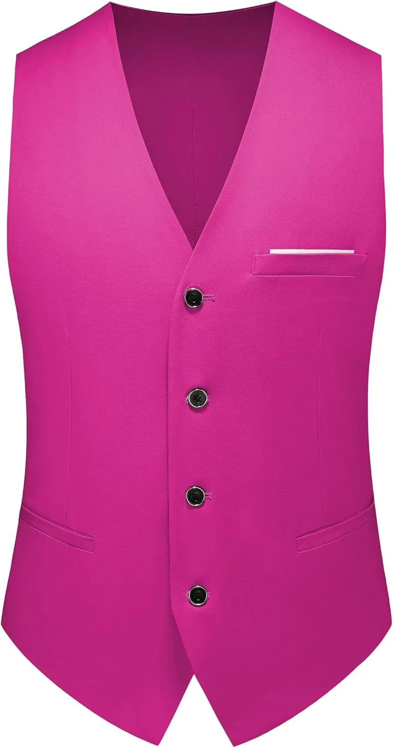 Mens 3-Piece Slim Fit Suit Set - One-Button Tuxedo, Ideal for Weddings and Business, Includes Jacket, Vest, Pants, Tie