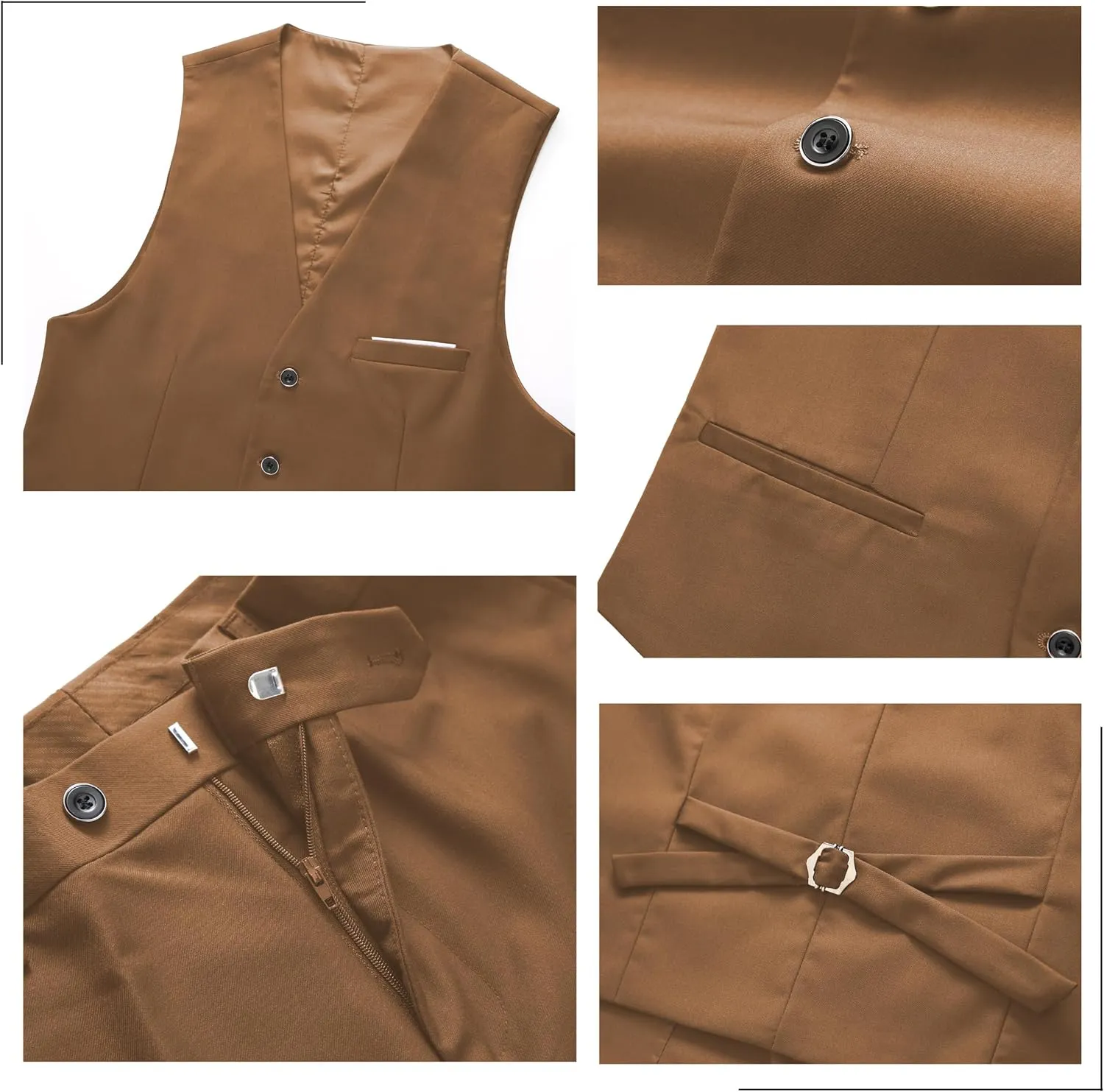Mens 3-Piece Slim Fit Suit Set - One-Button Tuxedo, Ideal for Weddings and Business, Includes Jacket, Vest, Pants, Tie